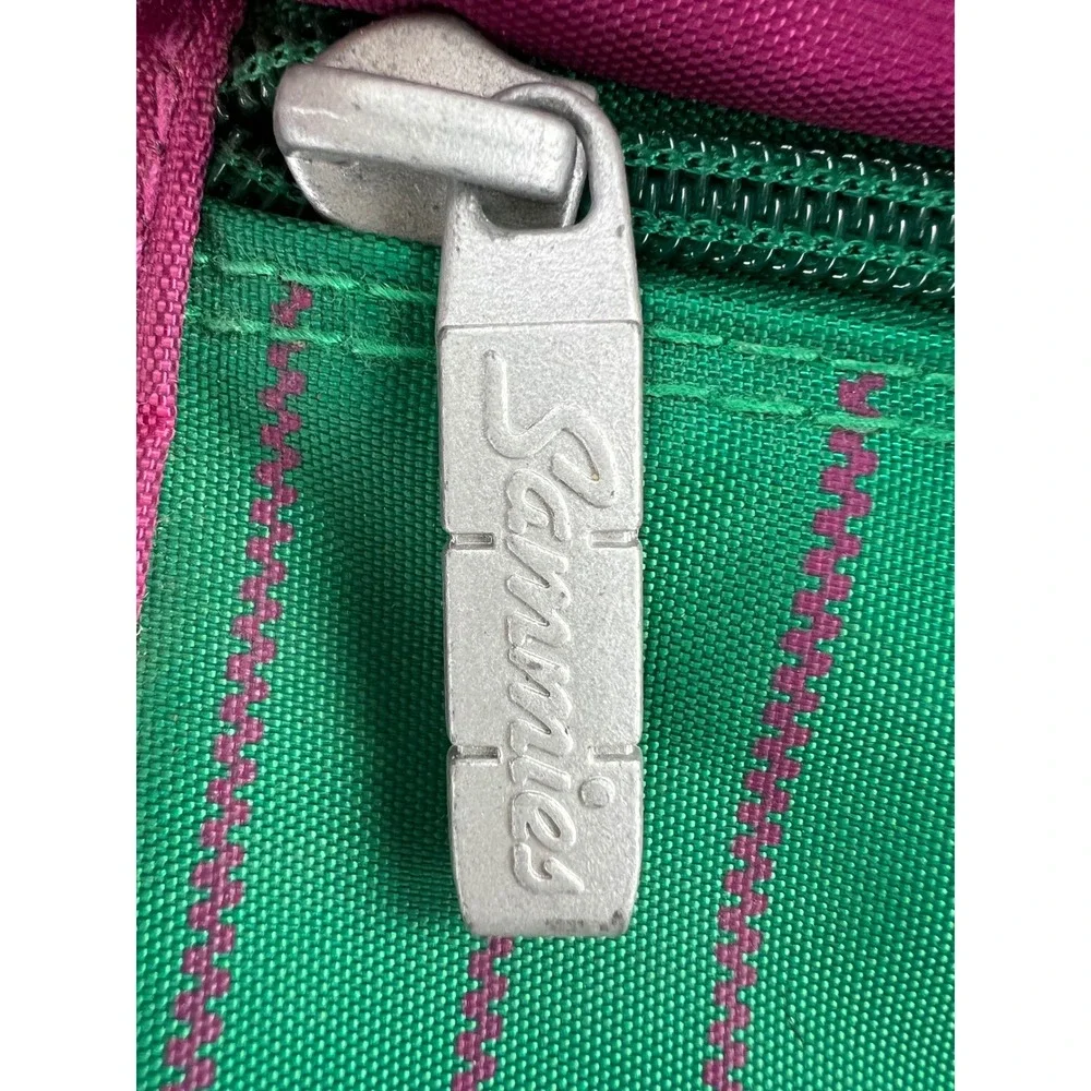 Samsonite Sammies Duffel Bag Unisex Large 1991 Vintage Green Magenta Pinstripe